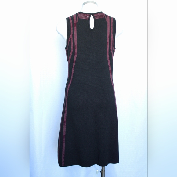Max Studio Medium Black Burgundy Knit Midi Dress Sleeveless Bodycon - Picture 2 of 4